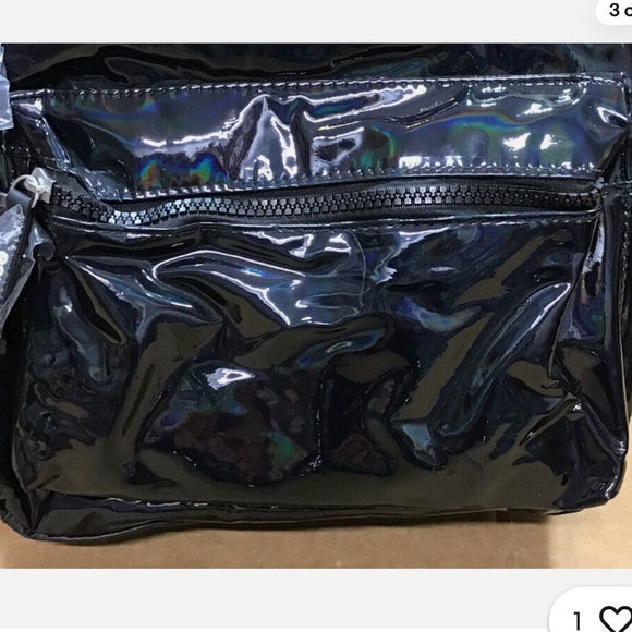 Justice Metallic Black Glow Backpack Bookbag G20 NWOT - Picture 6 of 7